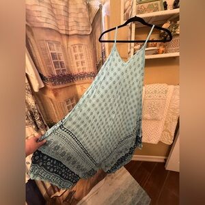 Blue Patterned Midi Dress